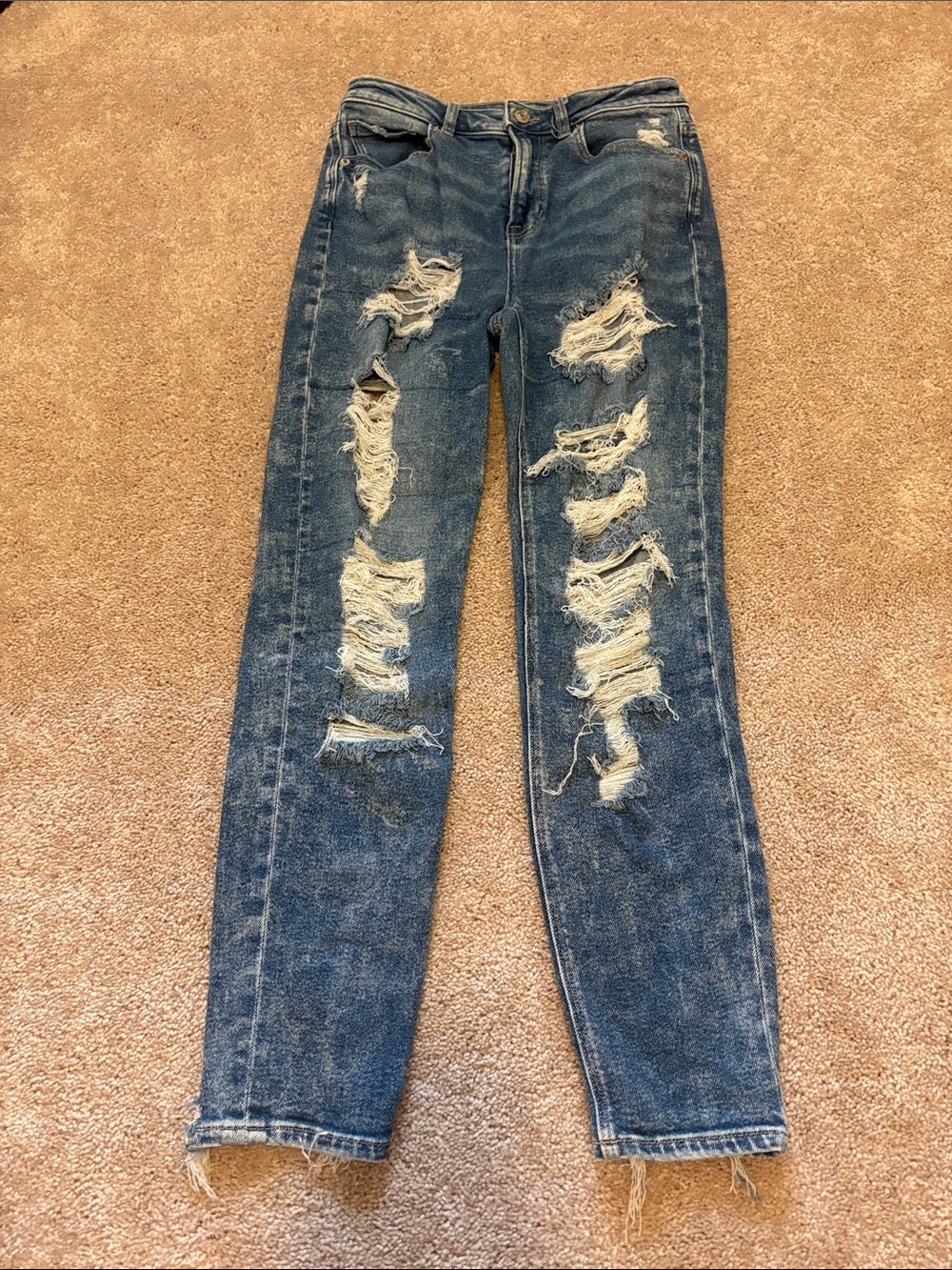 American Eagle Outfitters Distressed Skinny Jeans - Blue